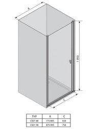 ������� ����� RAVAK CHROME CSD1-90 (875-905�1950) ���������, ������, ���������+Transparent
