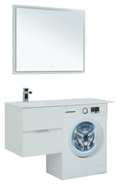 Тумба с раковиной Aquanet Алвита 120 L (1200х526х480) левая, подвесная, 2 ящика, белая 243773