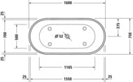 ����� ��������� Duravit D-Neo 700486 1600�750 ���������������, ��� ��������, 2 ������� �����, �����