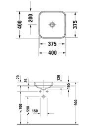 Раковина DURAVIT HAPPY D.2 PLUS 400х400 шлифованная, накладная, антрацит матовый 2359401300