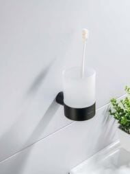 Стакан для зубных щеток Aquatek Лира AQ4404MB подвесной, стекло матовое, латунь, черный матовый