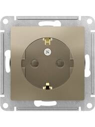 Розетка Systeme Electric ATLASDESIGN с заземлением со шторками 16А механизм шампань ATN000545