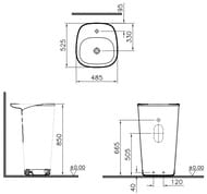 Раковина Vitra Plural 492х525 напольная, антибактериальное покрытие,белый 7814B403-0001