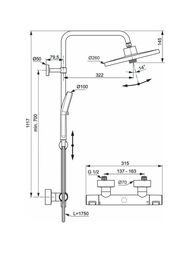 Душевая система Ideal Standard Ceratherm T25+ A7210XG термостат, верхний/ручной душ, черный матовый
