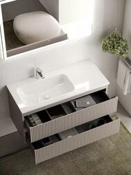 Тумба под раковину SANCOS Snob R (995x445x500) подвесная, левая, два ящика, Doha Soft SNR100LSM
