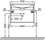 ����� ��� �������� Jacob Delafon Madeleine 60��, 2 �����, ���������, ����� �������, EB2052-J51