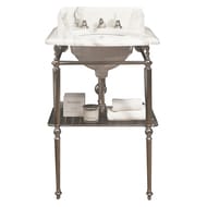 Консоль со столешницей из белого мрамора bianco carrara Devon&Devon Sound DESOUNDMCACR для раковины, напольная, с металлической решеткой, хром/белый