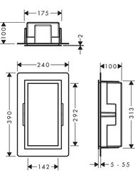 Шкаф-ниша Hansgrohe XtraStoris Individual 56094340 300х150х100 рама шлиф.черн.хром/короб шлиф.сталь