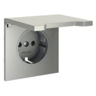 Накладка для розетки с/з, защитными шторками и крышкой Voltum S70 VLS000805, серебро