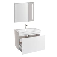 Geberit Renova Тумба с раковиной 80 см, белый глянец +Зеркало Option Basic с подсветкой 529.916.01.8