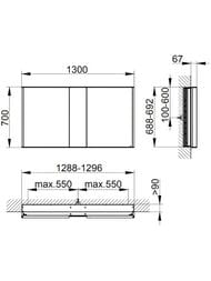 Зеркало-шкаф Keuco Royal Match 1300x700x149 встраиваемый, подсветка, сенсор, розетки 12815171301