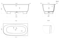 Ванна пристенная Salini Sofia Corner R 102524M 1700х850х590 угловая, правая S-stone белый мат