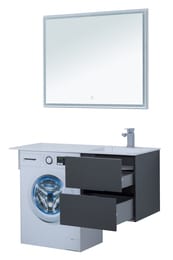 Тумба с раковиной Aquanet Алвита 120 R (1200х526х480) правая, подвесная, 2 ящ, серый антрацит 243776