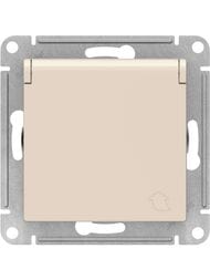 Розетка Systeme Electric ATLASDESIGN с заземлением со шторками с крышкой 16А IP20 бежевый ATN000246