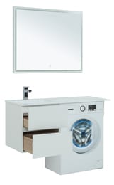 Тумба с раковиной Aquanet Алвита 120 L (1200х526х480) левая, подвесная, 2 ящика, белая 243773