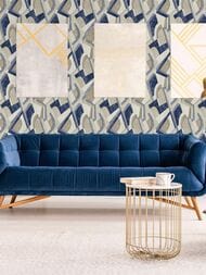 Обои виниловые на флизелине Grandeco Flora R114119 (1,06х10,05) геометрия, синие (рул.)