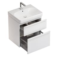 Geberit Smyle Square Тумба с раковиной 60 см, белый глянец +Зеркальный шкаф, подсветка 529.352.00.6