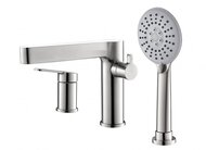 Смеситель на борт ванны BelBagno DELTA DEL-BVD3-IN на 3 отверстия, с ручным выдвижным душем, сатин