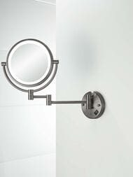 Зеркало косметическое AQUATEK с подсветкой 5х, оружейная сталь AQ4912BGM
