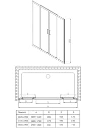 Душевая дверь Vincea Alpha 1600х1900 стекло текстурное/профиль хром, VDS-3AL2160MT — миниатюра 3