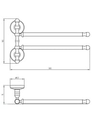 Migliore Mirella Полотенцедержатель двойной поворотный 34 см хром 17254 (ML.MRL-M055.CR)