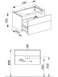 Тумба с раковиной Keuco Reflex 796х487х450 подвесная, белый 39603210100