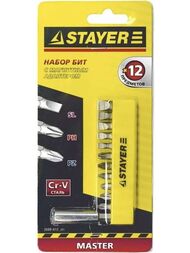 Набор бит Stayer в держателе, с магнитным адаптером, 12 предметов, 2609-H12_z01
