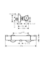 Чертёж Смеситель Hansgrohe Ecostat 1001CL 13211000 термостатический для душа, настенный, хром