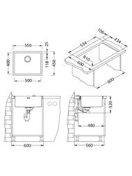 Мойка ALVEUS Monarch Quadrix 50 (550х450) монтаж универсальный, нерж.сталь 1мм, PVD бронза 1103384 — изображение 2