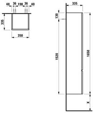 Пенал подвесной Laufen PRO L 4.8312.2.095.485.R (350х335х1650) петли справа, белый глянец
