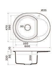 Мойка Omoikiri SAKAIME 60E-EV (600х470х220) врезная, тетогранит, цвет-Эверест 4993207