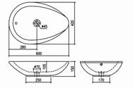 OXO BA 1030 Умывальник на столешницу оригинальная форма чаши (600х420х150) с переливом, белый