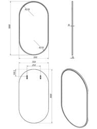 Зеркало Caprigo Контур 550х950х24 овальное, без подсветки, Bianco antico M-359-011.000.00.05