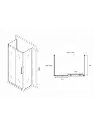 Душевое ограждение ABBER Schwarzer Diamant AG30130H-S100-S100 (1300х1000x1950) П-обр., прозр./хром