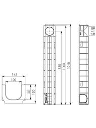Лоток пластиковый DN 100 Gidrolica Standart (1000х145х120) 5,1 л/сек  801