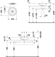 Уценка! Раковина DURAVIT BAGNELLA 400х400х115 без площадки под смесит, хромир. кольцо, 0451400000