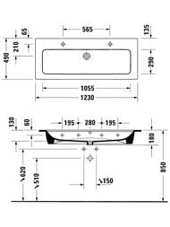 ���������� DURAVIT ME by Starck 1230�490 2 ��������� ��� ���������, ������� 2361120024