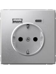 Розетка Systeme Electric ARTGALLERY 16А с 2 USB A+C, 5В/2,4А/3,0А, 2х5В/1,5А, алюминий, GAL000332