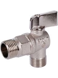Кран шаровый STOUT 1/2"НН для бытовой техники, ручка-флажок, никелированный SVB-0059-001212