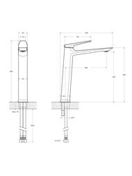 Смеситель CEZARES LINER-LC-GM-W0 для раковины, однозахватный, фиксир.излив,оружейная сталь