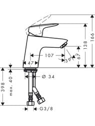 Смеситель Hansgrohe Logis 71073000 для умывальника, низкий излив, без дон. клапана, CoolStart — изображение 2