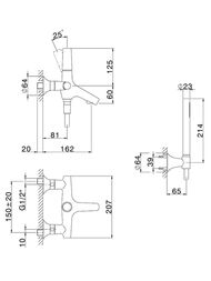 Смеситель для ванны/душа CISAL Vita VI00010421 настенный, однозахв., с душ. гарнитуром, хром — миниатюра 2