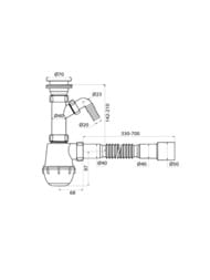 Сифон бутылочный IDDIS Оптима Хоум (Optima Home) 1 1/2x40мм, с выпуском, гофротрубой 40/50мм и отвод — изображение 3