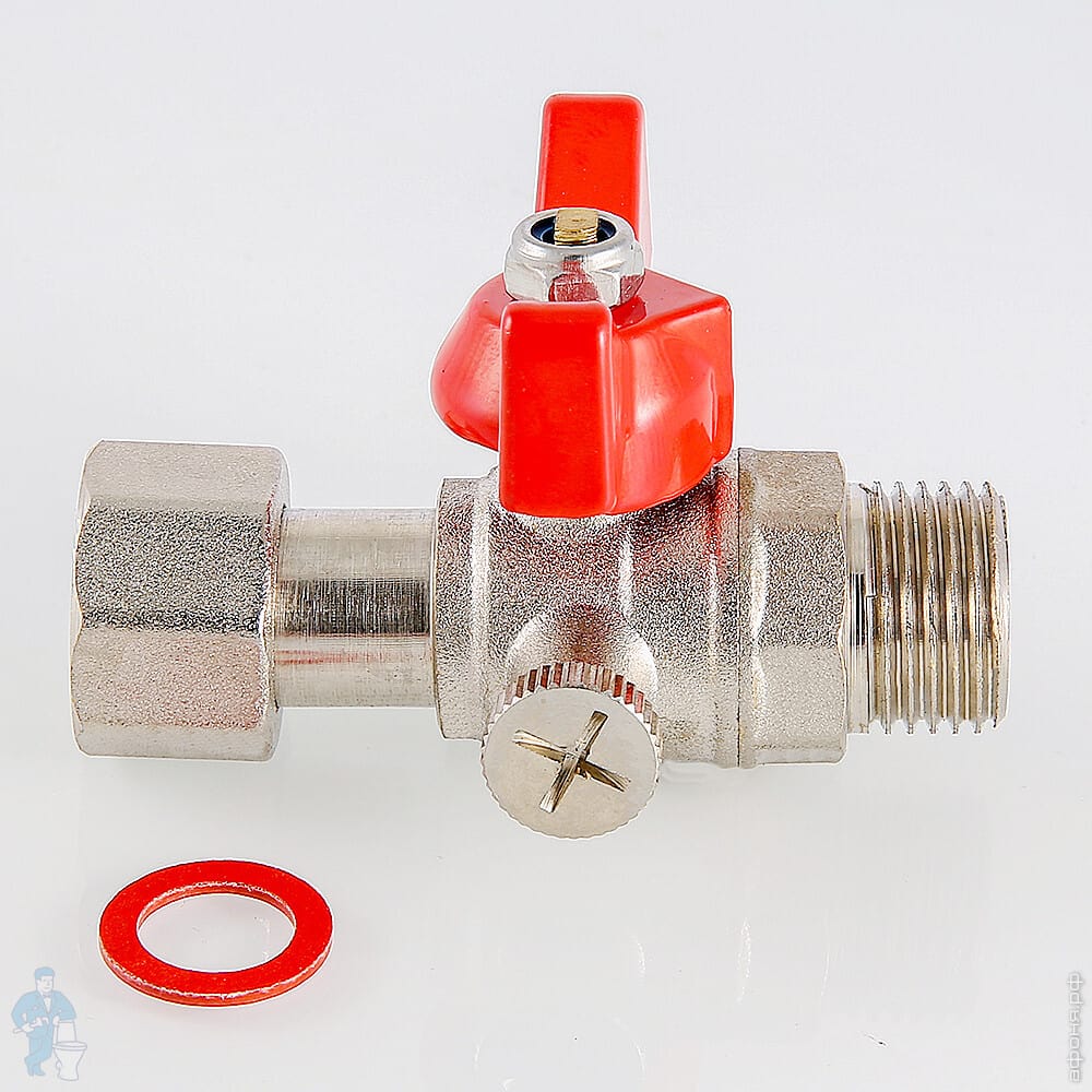 Кран для подключения манометра 1/2\"Нх1/2\"В VALTEC красная бабочка VT ...