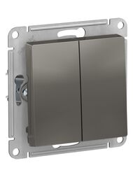 Выключатель Systeme Electric ATLASDESIGN 2-клавишный схема 5 10АХ механизм сталь ATN000951