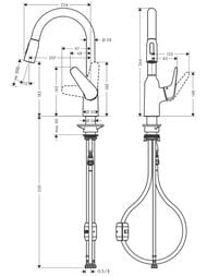 Смеситель Hansgrohe Focus M42 для кухни 180 мм вытяжной поворотный излив сталь 71801800 — миниатюра 6
