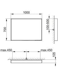 Зеркало Keuco Plan 1000х700х105 подвесное, с подсветкой и подогревом, белый 33098303000