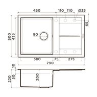 Мойка Omoikiri SUMI 79-PL (790х500х230) врезная, тетогранит, платина 4993667