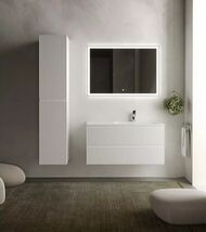 Тумба под раковину SANCOS Snob R (995x445x500) подвесная, правая, два ящика, Bianco SNR100RW
