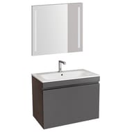 Geberit Renova Тумба с раковиной 80 см, лава матовая +Зеркало Option Basic с подсветкой 529.916.JK.8